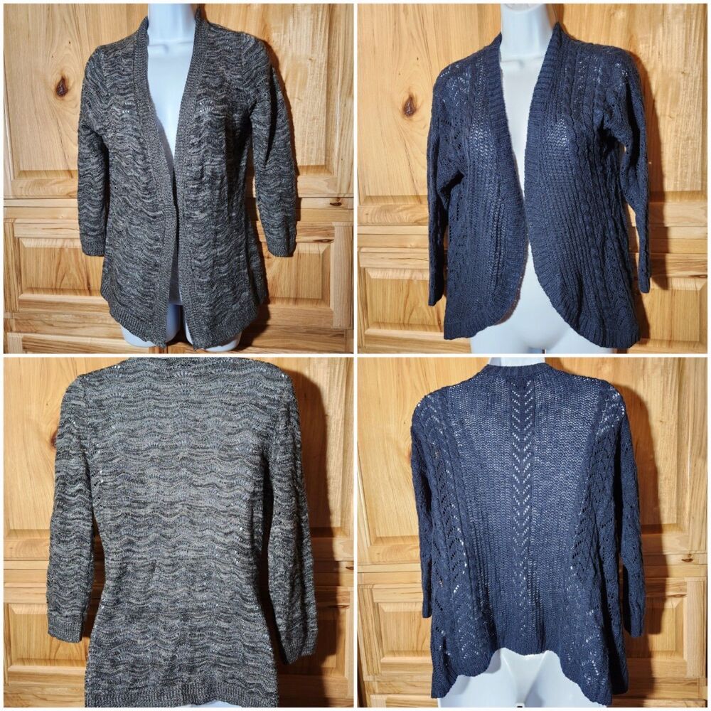 Basic Editions Knit Shawl Bundle – Women’s Small Blue & Gray
